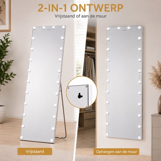 Livingbright Hollywood Passpiegel met Verlichting 65x173 cm - 24 LED - Wit - afbeelding 8