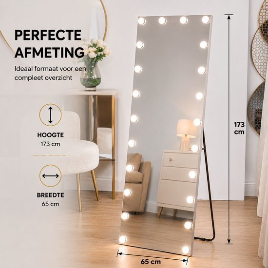 Livingbright Hollywood Passpiegel met Verlichting 65x173 cm - 24 LED - Wit - afbeelding 6