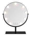 LivingBright runder drehbarer Make-up-Spiegel – 9 LED – Schwarz