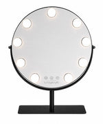 LivingBright runder drehbarer Make-up-Spiegel – 9 LED – Schwarz