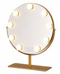 LivingBright runder drehbarer Make-up-Spiegel – 9 LED – Gold