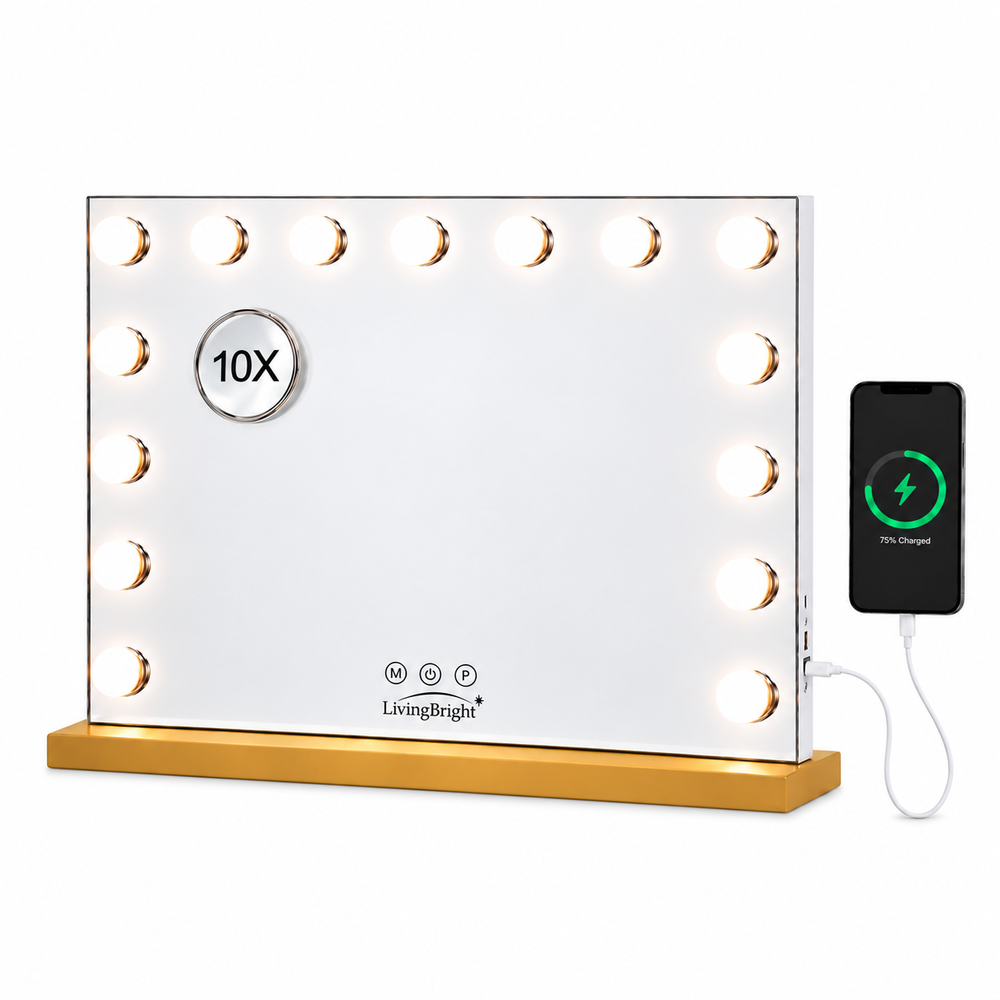Livingbright Hollywood Spiegel 58X48CM - LED - Goud
