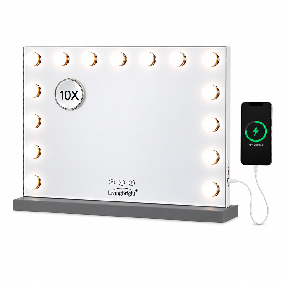 Livingbright Hollywood Spiegel 58X48CM - LED - Grijs