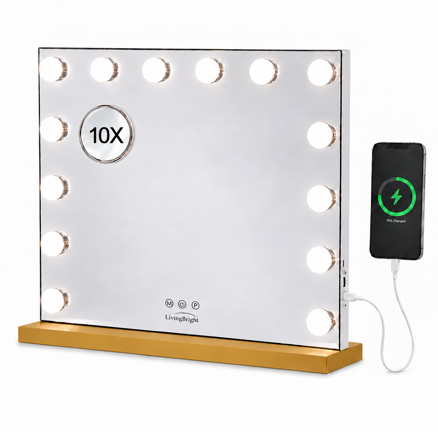 Livingbright Hollywood Spiegel 50X42CM - LED - Goud