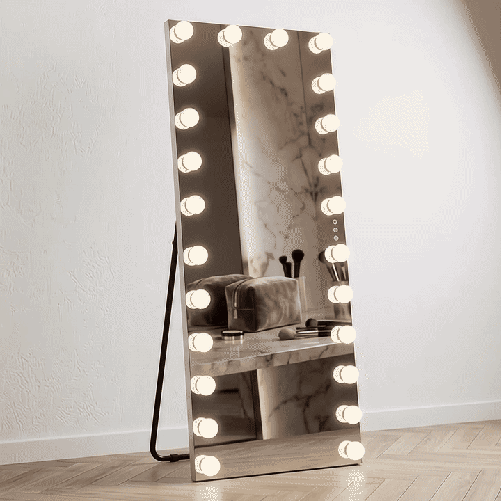 Livingbright Hollywood Passpiegel 65x173cm - 24 LED - Wit
