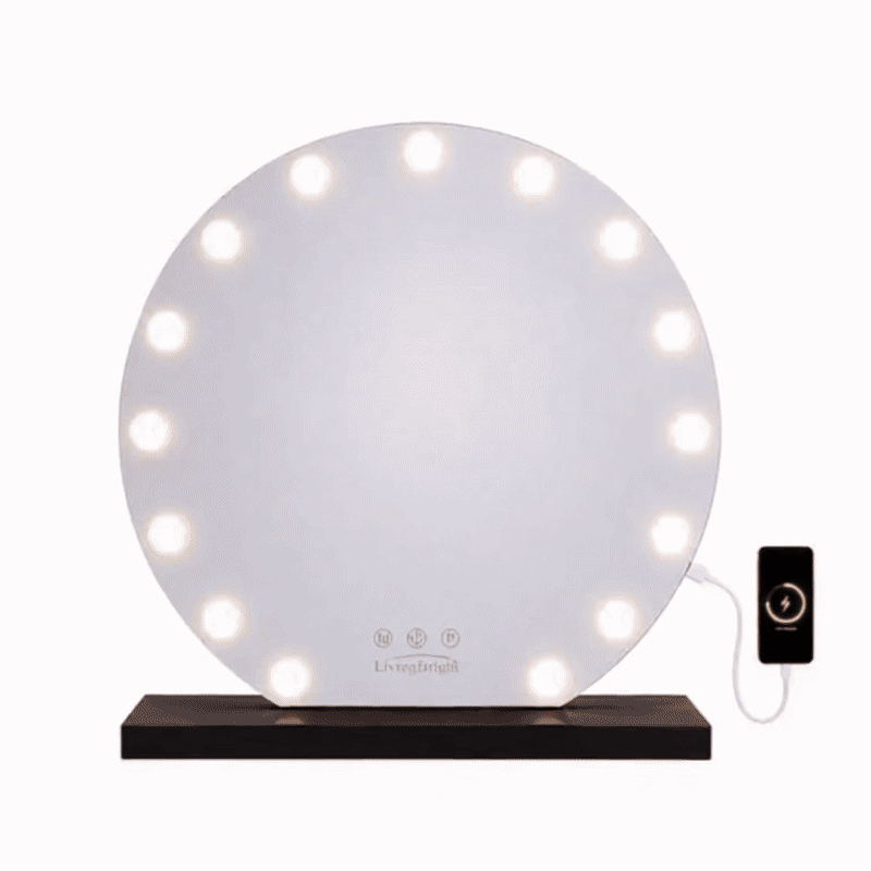 Livingbright Hollywood Spiegel Rond 60X57CM - LED - Zwart