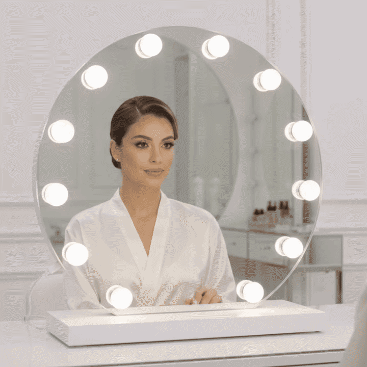 Livingbright Hollywood Spiegel Rond 50X47CM - LED - Wit