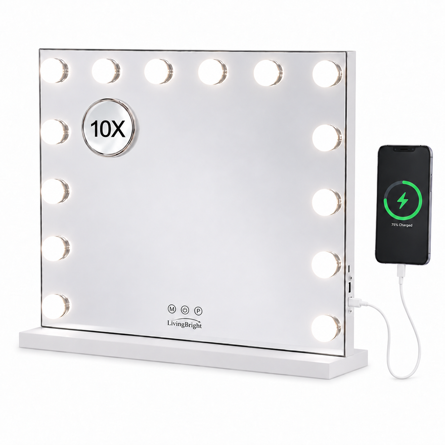 Livingbright Hollywood Spiegel 50X42CM - LED - Wit